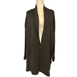 Splendid x Cella Jane Becky Cardigan Gray Open Front Longline Sweater L NWT $148